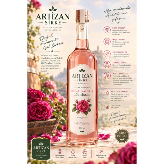 Rosa gallica Gül sirkesi 750 ml 
