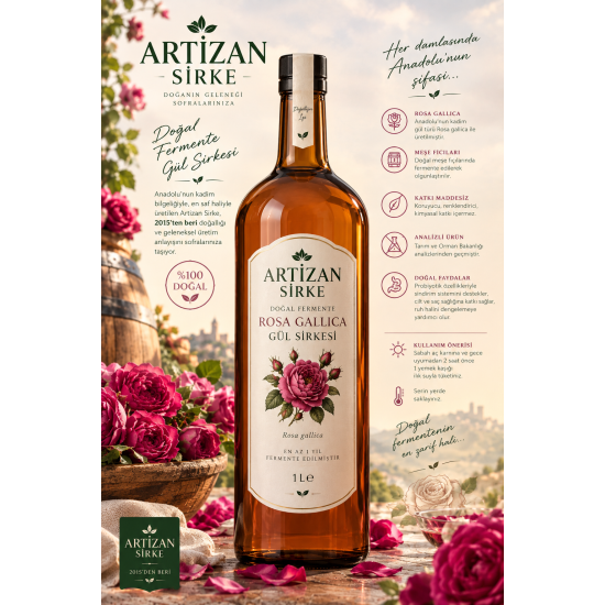 Rosa Gallica Gül Sirkesi 1 litre 